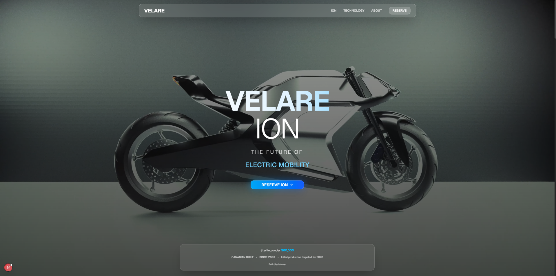 Velare - Motorbike Landing Page background